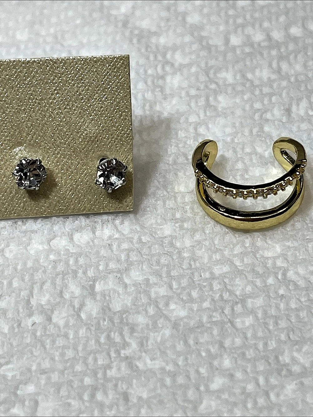 Crystal Stud Earrings 1/4 Carat & Ear Cuff With crystals